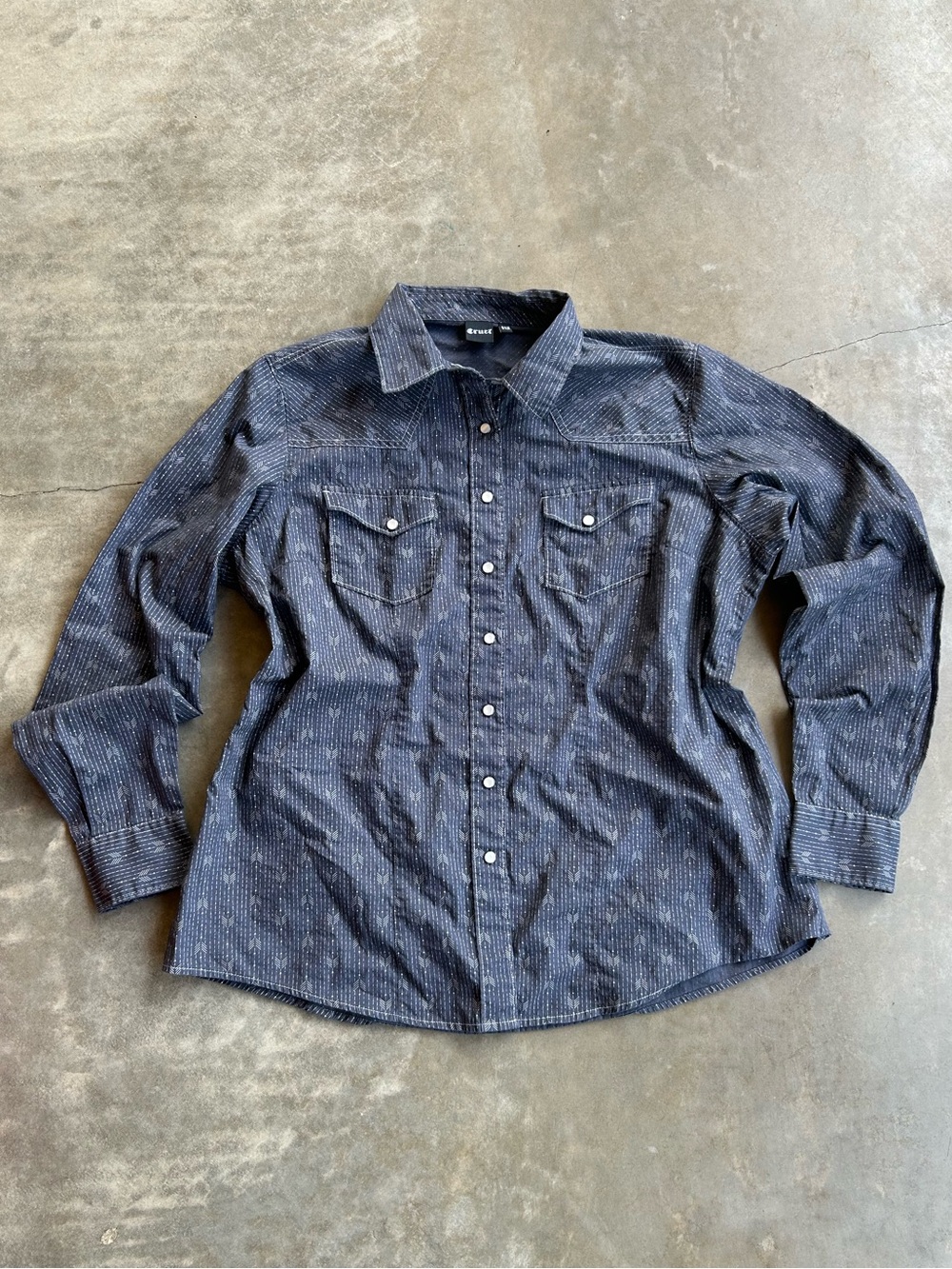 Cruel Pinstripe Arrows Western Snap-Front Button-Down Shirt